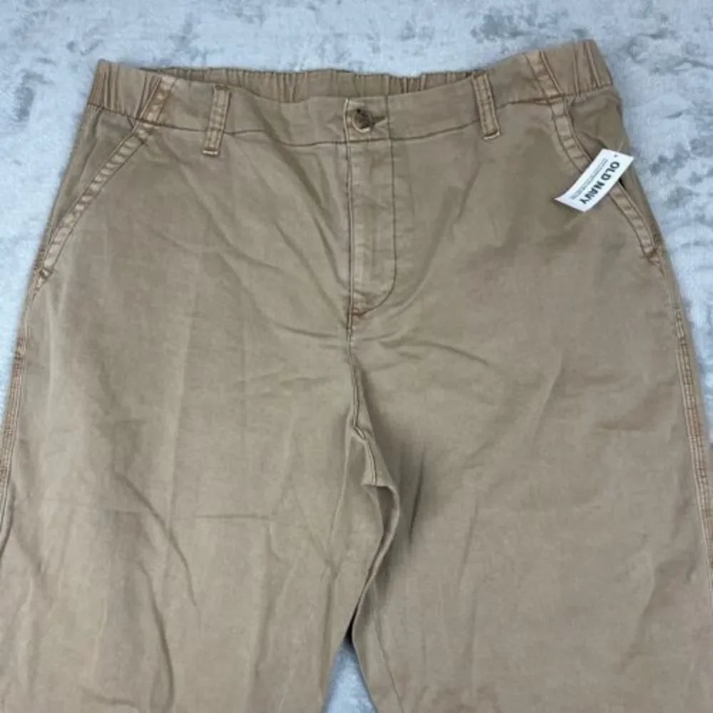Old Navy Women's Trousers Adjustable Waist, Cuffed Leg Pant Size‎ Brown NWT